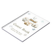 Cute Winter Arctic Cow Baby Shower Guest Book ノートブック (左側)
