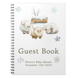 Cute Winter Arctic Cow Baby Shower Guest Book ノートブック