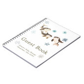 Cute Winter Arctic Whale Baby Shower Guest Book ノートブック (左側)