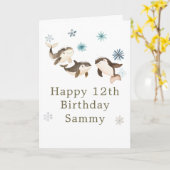 Cute Winter Arctic Whale Birthday Party カード (黄色い花)