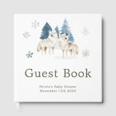 Cute Winter Arctic Wolf Baby Shower ゲストブック (正面)