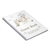 Cute Winter Arctic Wolf Baby Shower Guest Book ノートブック (右側)