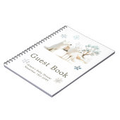 Cute Winter Arctic Wolf Baby Shower Guest Book ノートブック (左側)