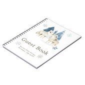 Cute Winter Arctic Wolf Baby Shower Guest Book ノートブック (左側)