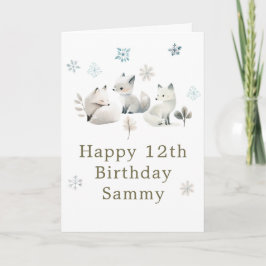 Cute Winter Arctic Wolf Birthday Party カード