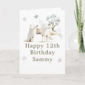 Cute Winter Arctic Wolf Birthday Party カード (正面)