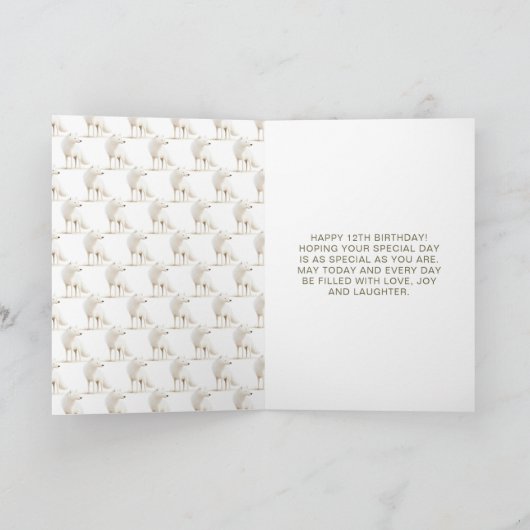 Cute Winter Arctic Wolf Birthday Party カード (内部)