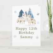 Cute Winter Arctic Wolf Birthday Party カード (正面)