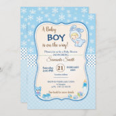 Cute Winter Banny Baby Shower Invitation 招待状 (正面/裏面)