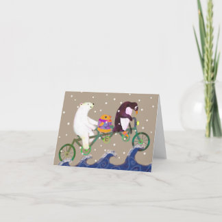 Cute Winter Bear and Animal Friends Holiday Card サンキューカード