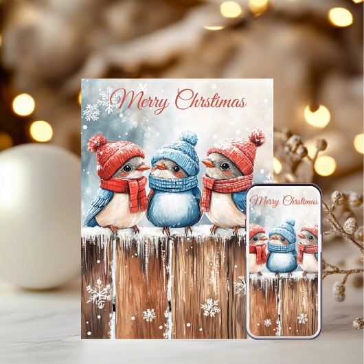 Cute Winter Birds Christmas Cards シーズンカード