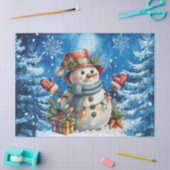 Cute Winter Blue Christmas Snowman  薄葉紙 (クラフト)