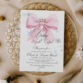 Cute Winter Bow Baby its Cold Outside Baby Shower 招待状