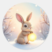 Cute Winter Bunny Sticker ラウンドシール (正面)