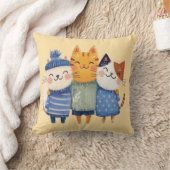Cute Winter Cats Hugging Pillow – Cozy Gift クッション (ブランケット)