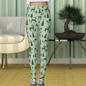 Cute Winter Christmas Reindeer Snowflakes Pattern レギンス