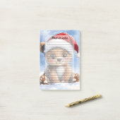 Cute Winter Christmas Santa Bear Cub Watercolor  ポストイット (デスク上)