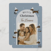 Cute Winter Dachshund Christmas Photo Card シーズンカード (正面/裏面)