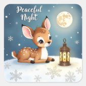 Cute Winter Deer Sticker スクエアシール (正面)