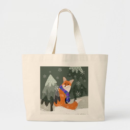 Cute Winter Fox Tote Bag ラージトートバッグ (正面)