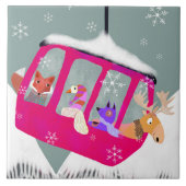 Cute Winter Friends in Gondola Ceramic Tile タイル (正面)