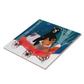 Cute Winter Friends in Red Wagon Ceramic Tile タイル (側面)