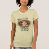Cute Winter Girl Cozy Scarf Kawaii Art Tシャツ (正面)