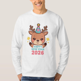 cute winter happy new year 2026 long sleeve tシャツ