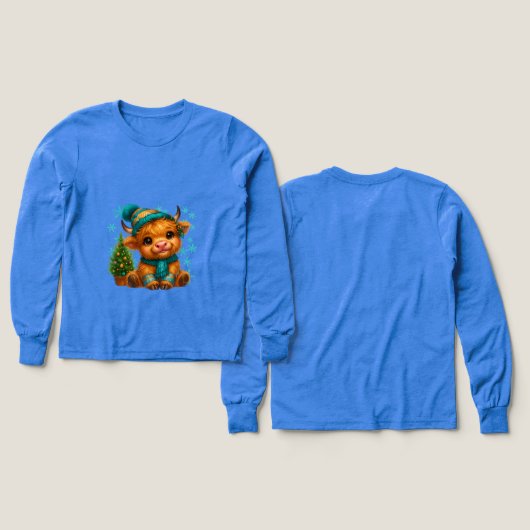 Cute Winter Highland Cow Christmas Art – Cozy Baby (デザイン 正面＆背面)