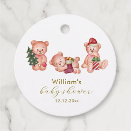 Cute Winter It's Cold Outside Bear Baby Shower フェイバータグ