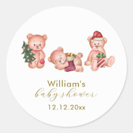 Cute Winter It's Cold Outside Bear Baby Shower ラウンドシール