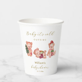 Cute Winter It's Cold Outside Bear Baby Shower 紙コップ