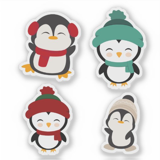 Cute Winter Penguin Kawaii Sticker Set シール (正面)