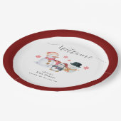 Cute Winter Penguin Snowman Baby Shower Welcome ペーパープレート (アングル)