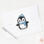 Cute Winter Penguin Sticker | Penguin with Hat  ラウンドシール (封筒)