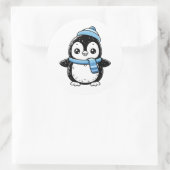 Cute Winter Penguin Sticker | Penguin with Hat  ラウンドシール (バッグ)