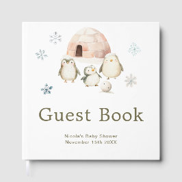 Cute Winter Penguins Baby Shower ゲストブック