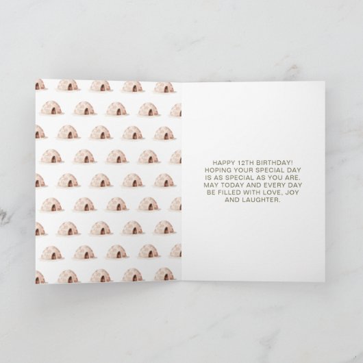 Cute Winter Penguins Birthday Party カード (内部)