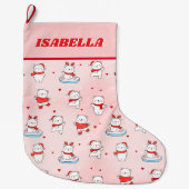 Cute Winter Polar Bear Christmas ラージクリスマスストッキング (正面)