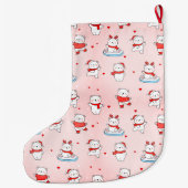 Cute Winter Polar Bear Christmas ラージクリスマスストッキング (裏面)