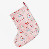 Cute Winter Polar Bear Christmas ラージクリスマスストッキング (裏面 (吊り時))