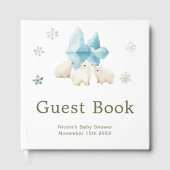 Cute Winter Polar Bears Baby Shower ゲストブック (正面)