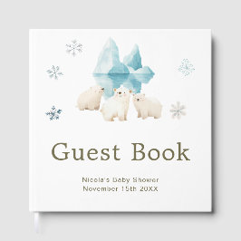 Cute Winter Polar Bears Baby Shower ゲストブック