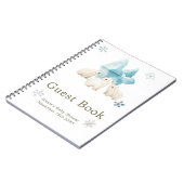 Cute Winter Polar Bears Baby Shower Guest Book ノートブック (左側)