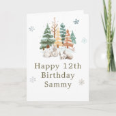 Cute Winter Rabbits Birthday Party カード (正面)