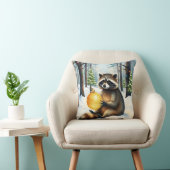 Cute Winter Raccoon with Gold Ornament Christmas クッション (椅子)