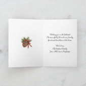 Cute Winter Raccoon with Gold Ornament Christmas シーズンカード (内部)