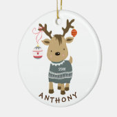 Cute Winter Reindeer Christmas Ornament セラミックオーナメント (左)