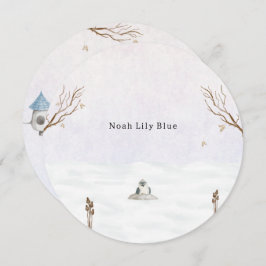 Cute Winter Scene With Little Bird In The Snow 招待状