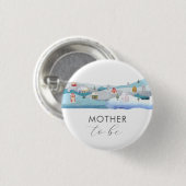 Cute Winter Snow Village Mother To Be Baby Shower  缶バッジ (正面&裏面)